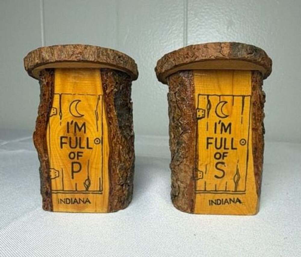 Vintage Wooden Outhouse Salt and Pepper Shakers I'm Full of P and S Indiana